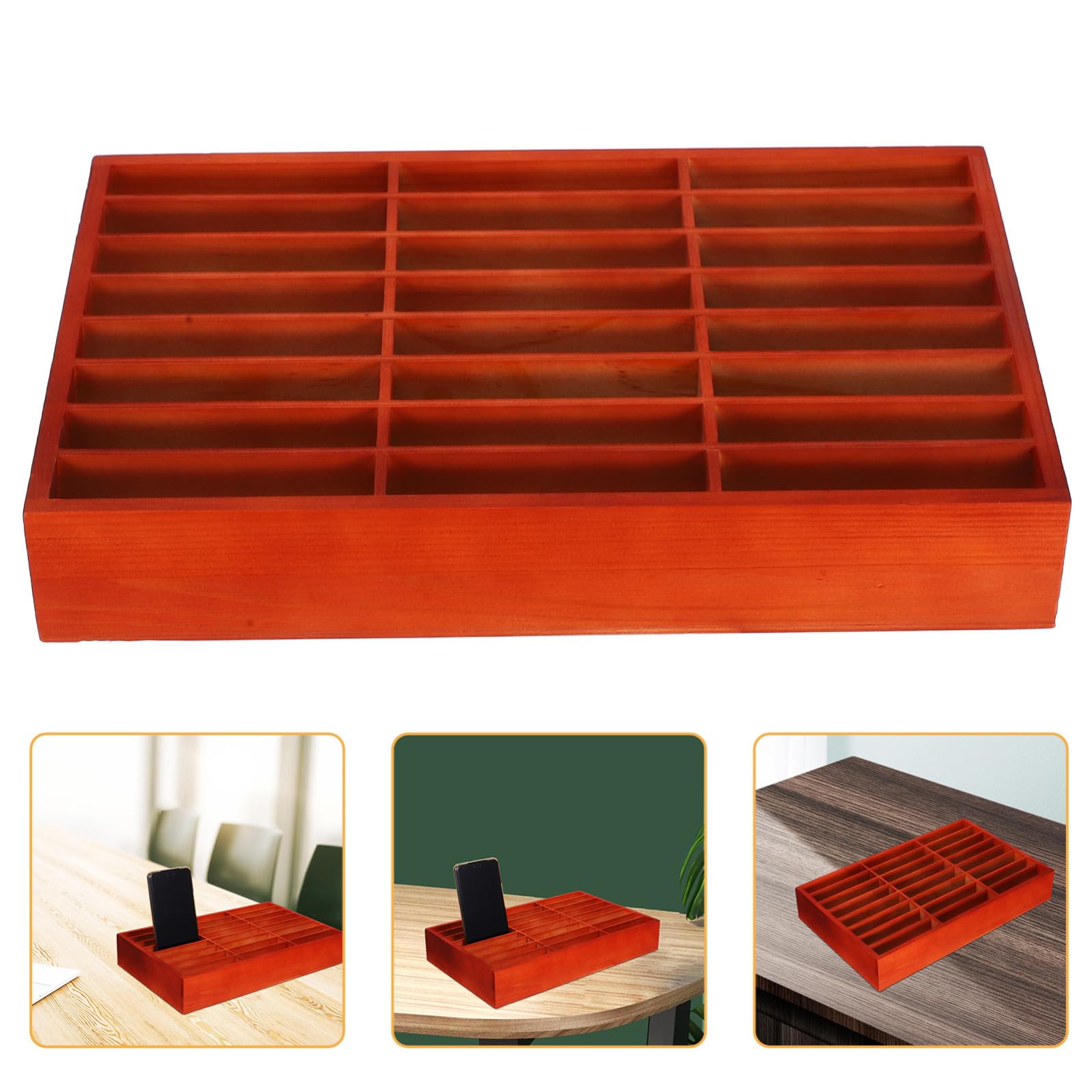 iplusmile Scatola Portaoggetti Scomparti Multipli in Legno per Cellulari Organizer Multi-scomparto Supporto Spazioso per Gestione e Esposizione Telefoni per Ufficio, Aula e Sala Riunioni