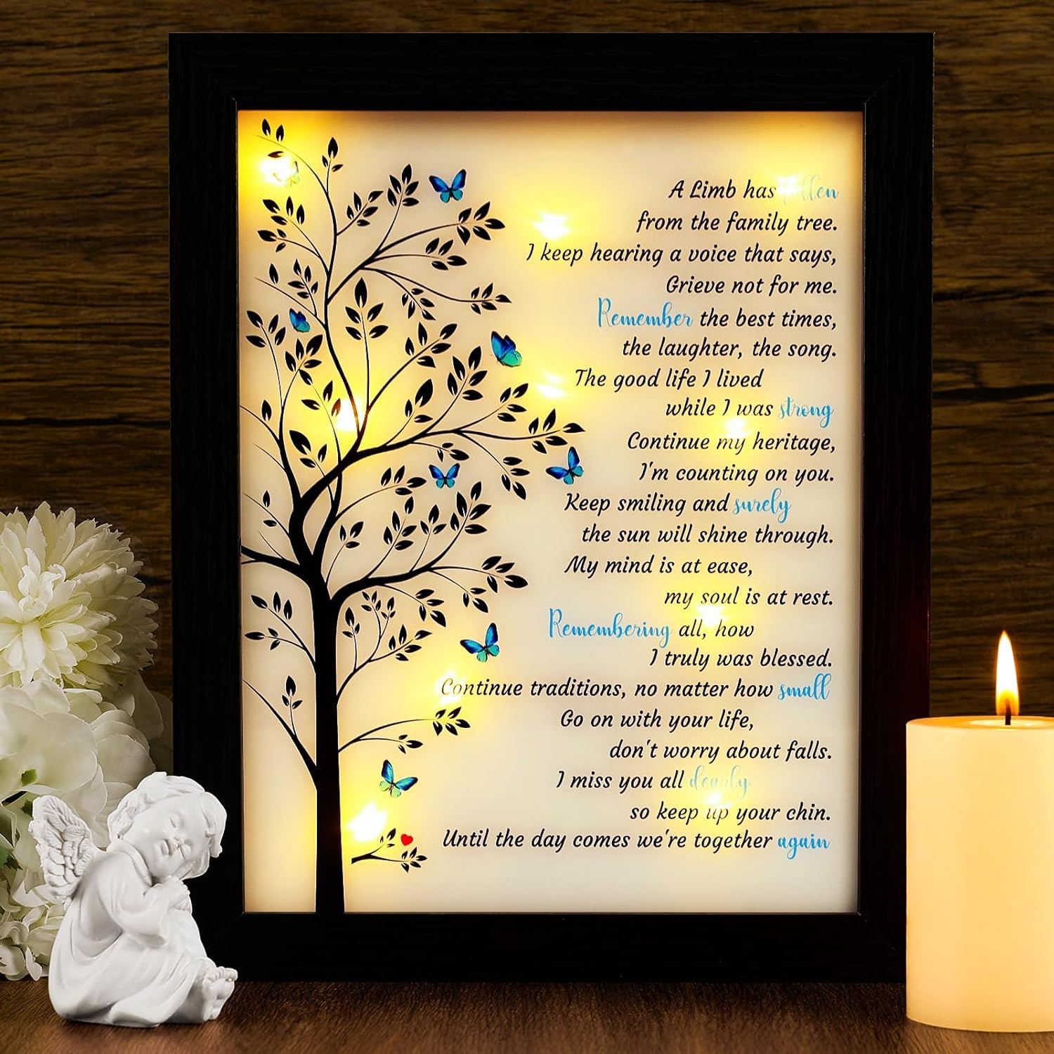 MCHERRY Memorial Gifts LED Shadow Box - 10'' x 8'' Sympathy Gift, Bereavement Gifts Ideas in Memory of Loved One Gifts, Condolences Rememberance Grief Funeral Gifts (08)