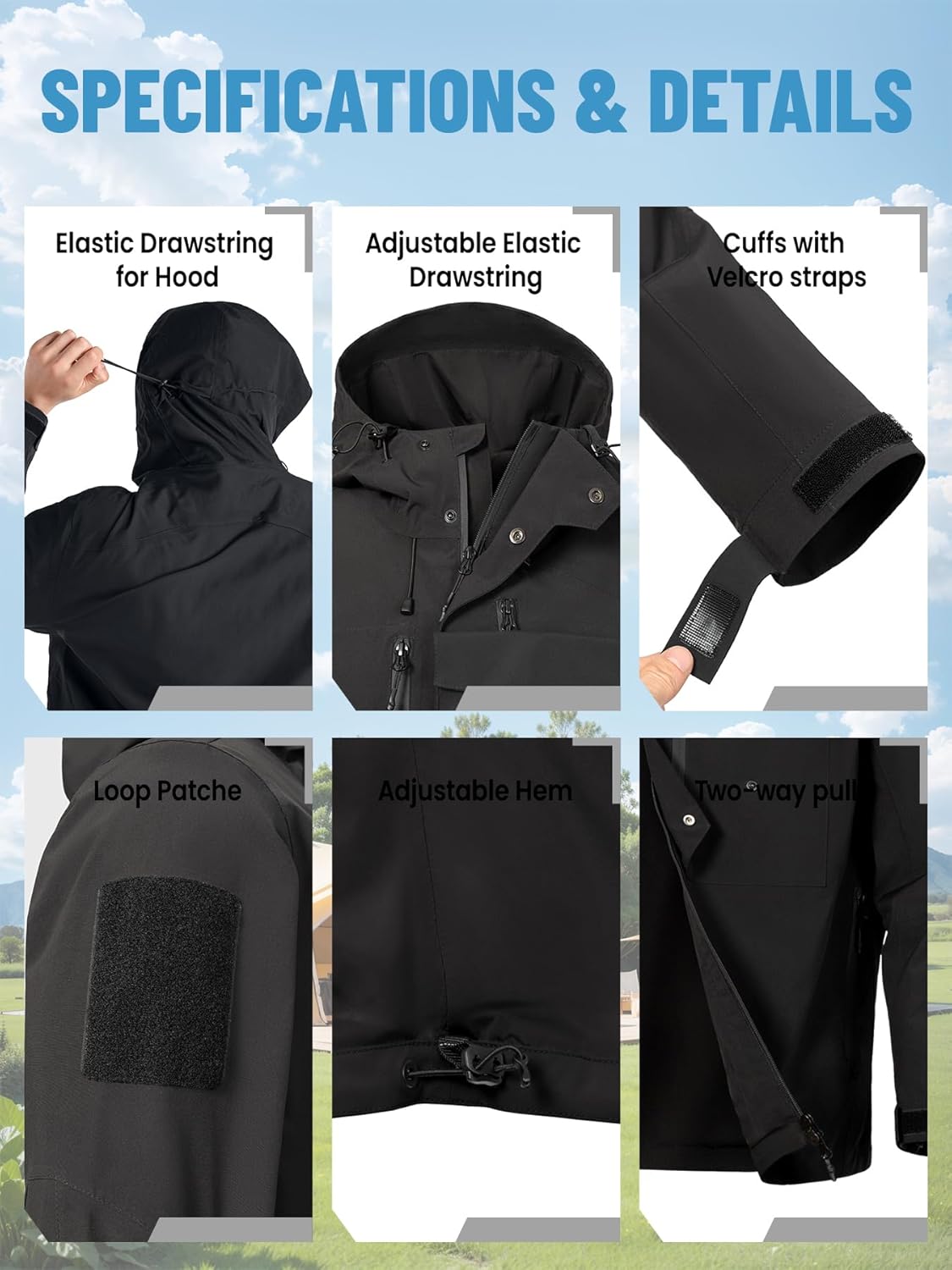 Men's Waterproof Tactical Jacket Lightweight Hooded Rain Jackets Raincoat Stain Resistant Breathable Outdoor Shell - Image 5