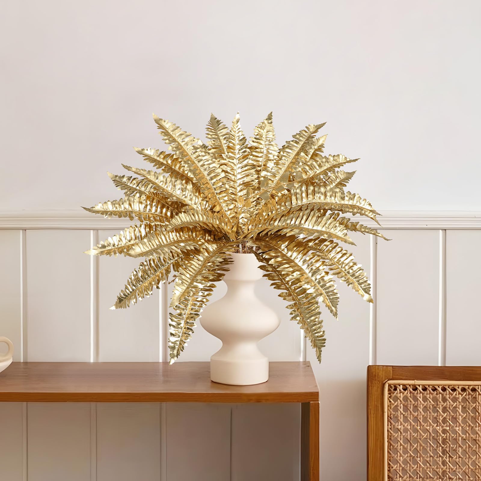 Amazon.de: Hollyone 3 Stck Knstliche Farne fr Drauen & Drinnen,  Geflschte Boston Farn Gold Kunstfarn Faux Farn Pflanzen fr Veranda Haus  Fensterbank Pflanzer Garten Hngende Getpferten Dekor