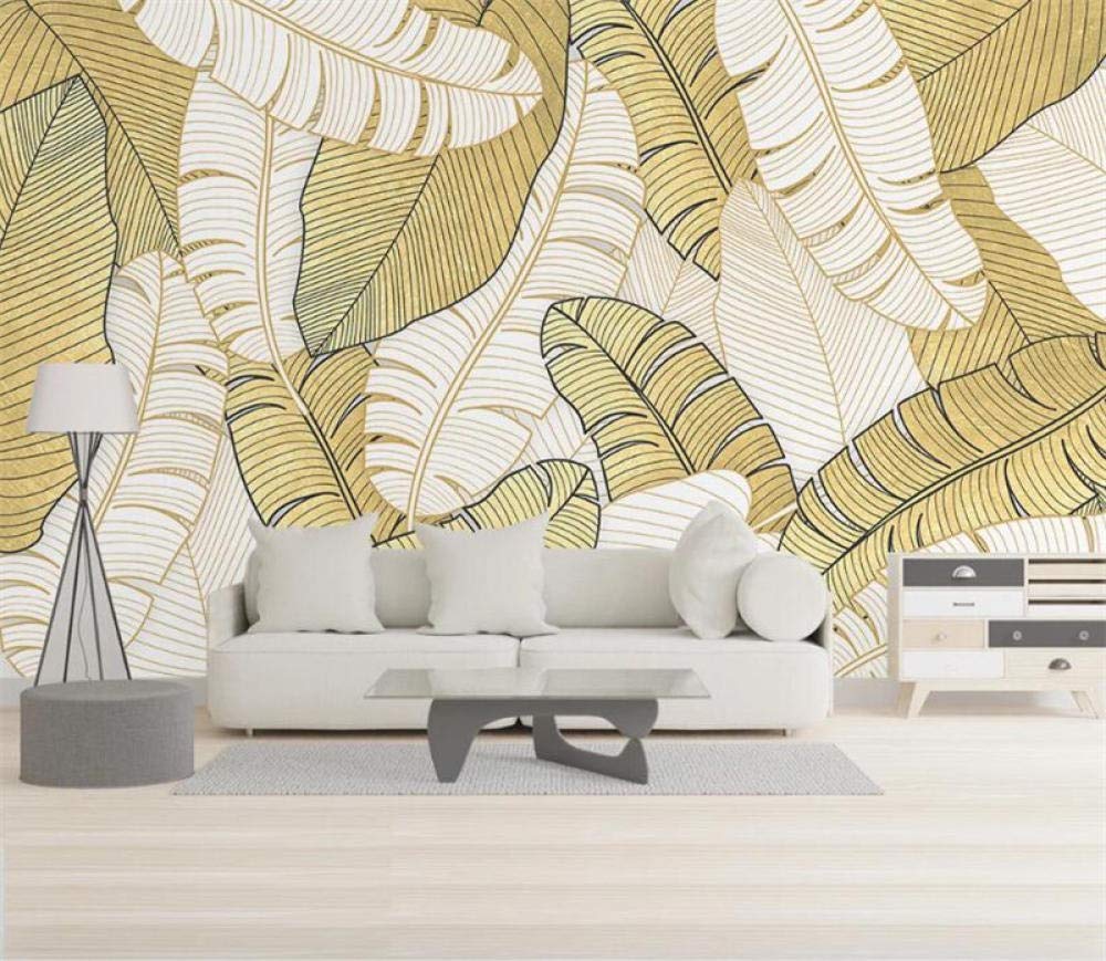 Papier peint 3D mural abstrait feuille d'or pour décoration salon moderne