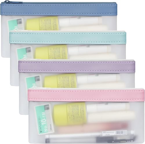 Colorlife Bolsa para bolígrafos, paquete de 4 bolsas con cremallera, multifuncional, transparente, organizador de papelería, bolsa de almacenamiento disponible en Yaxa Venezuela