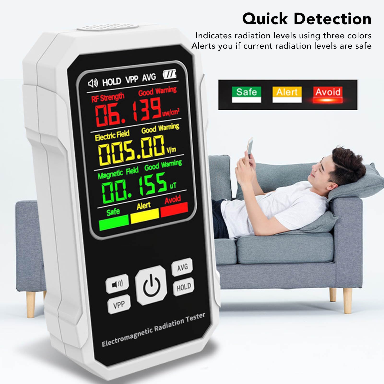 Topyond EMF-Messgerät,Elektromagnetische Mehrfeld Strahlung EMF Strahlungsdetektor,3-in-1 Handgehaltener EMF RF MF Elektromagnetische Strahlung Messgerät Für Zuhause, Büro, Outdoor