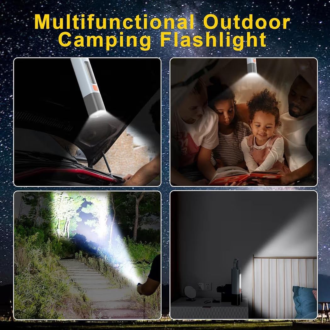 COZIESS 1Pcs, 2-in-1 Flashlight and Lantern, Smiling Shark LED COB Rechargeable Flashlight, Zoomable Handheld Torch with Hook, Adjustable Beam for Camping, Hiking, Emergency, Outdoor, and Home Use 4