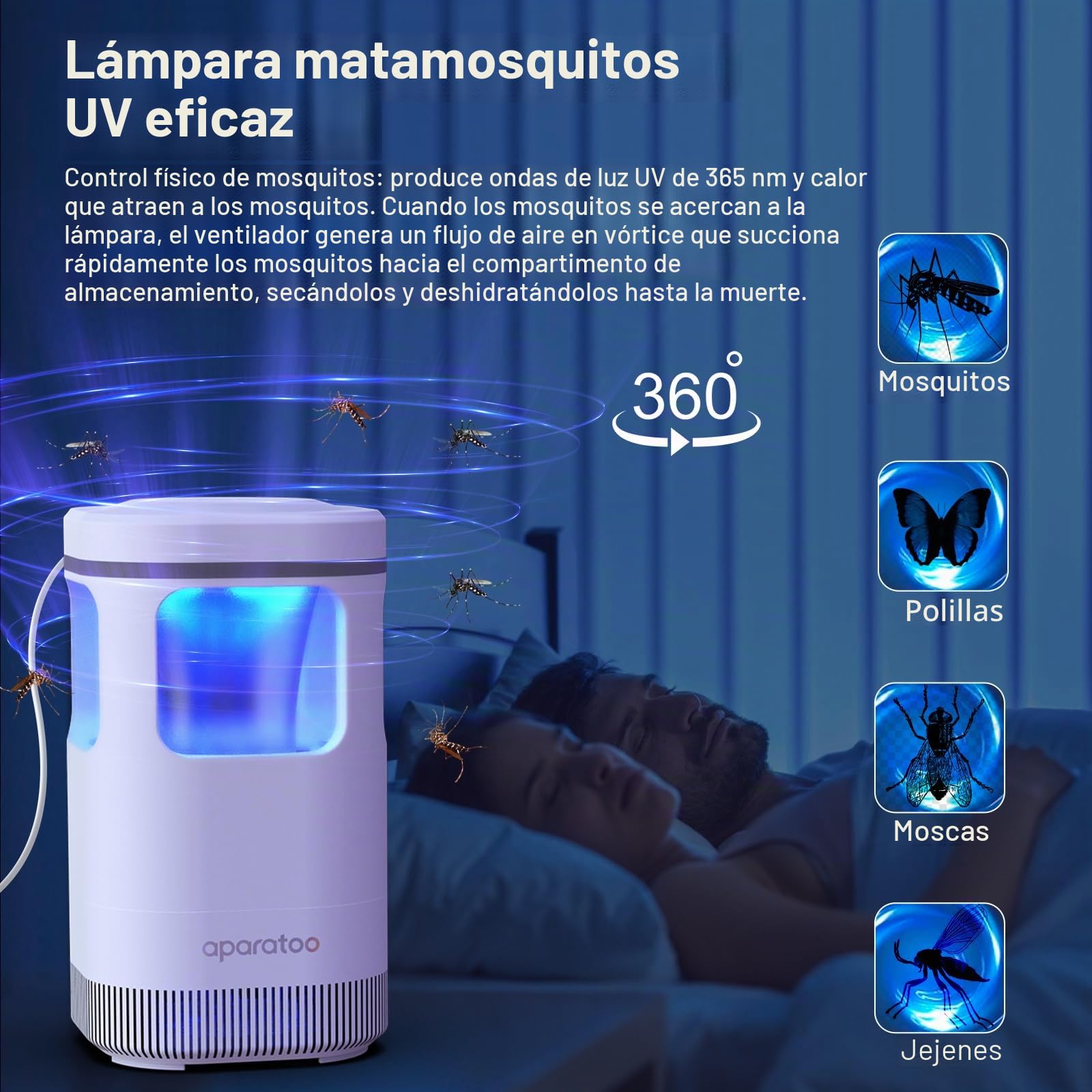 Mata moscas, lámpara matamoscas eléctrica, trampa para insectos, matamoscas de frutas USB, mata insectos UV para dormitorio, camping, cocina, oficina, atrapamoscas seguro para exteriores e interiores