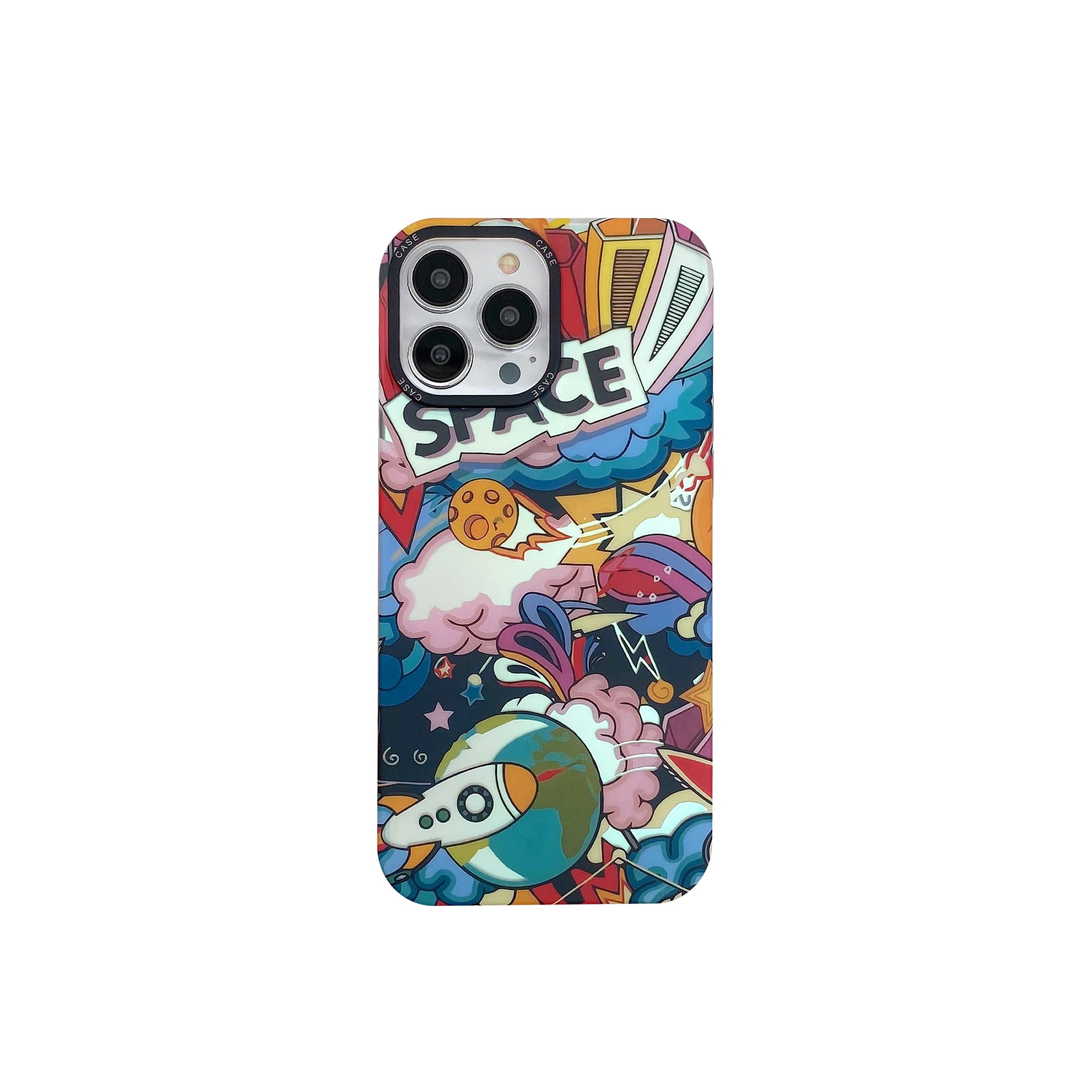 Yonds Queen Bonita funda para iPhone 15 Pro Max, diseño de astronauta espacial luna cohete láser purpurina elegante IMD a prueba de golpes funda de moda (Rocket, iPhone 15 Pro Max)
