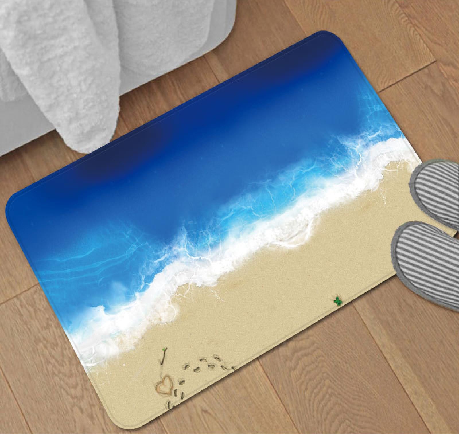 Zerbino Ingresso Esterno Lago Blu Spiaggia Tappeto Salotto Poliestere Zerbino Ingresso Interno Moderno Tappeti Soggiorno Cucina Lavabile Tappeto da Esterno Antiscivolo Tappeti Moderni 100x120
