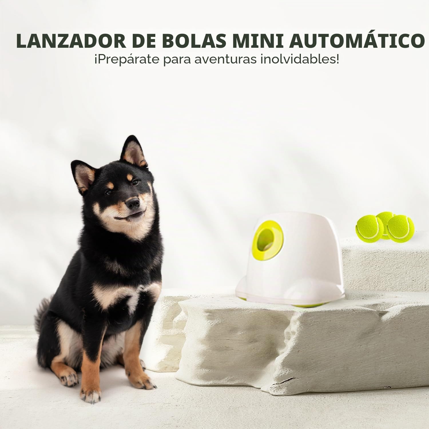 ALL FOR PAWS Lanzador de pelotas para perros pequeños, juguete interactivo para perros, lanzador de pelotas de tenis, entrenamiento mental, juguete para lanzar pelotas con 3 bolas de 5 cm incluidas