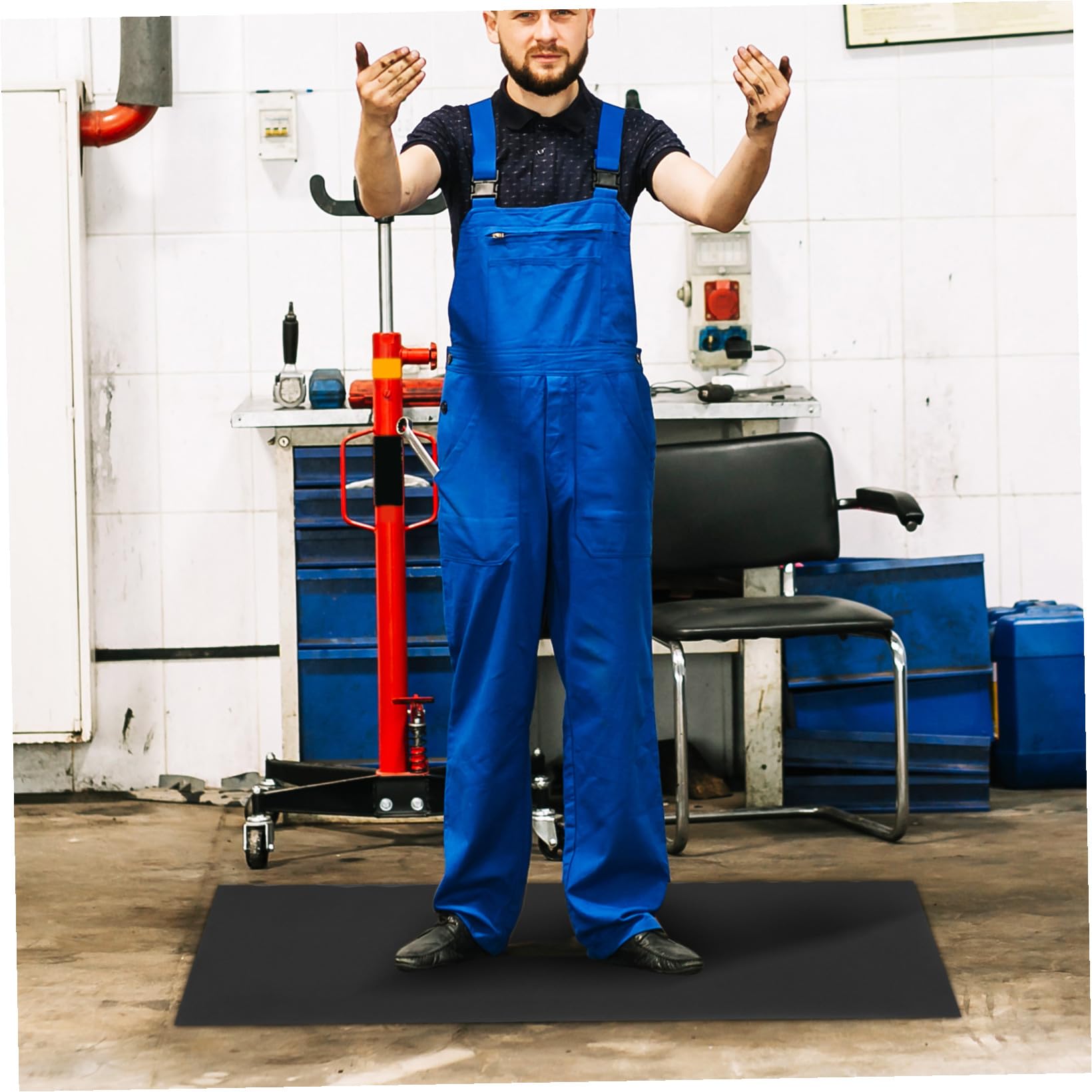 Tapis de Table Résistant à Chaleur Antistatique en Caoutchouc Noir