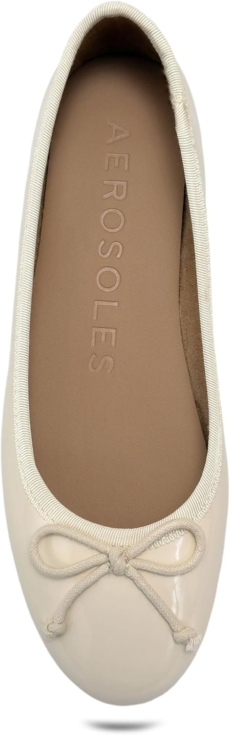 Aerosoles Women's HOMEBET Ballet Flat, Eggnog Patent, 8.5M