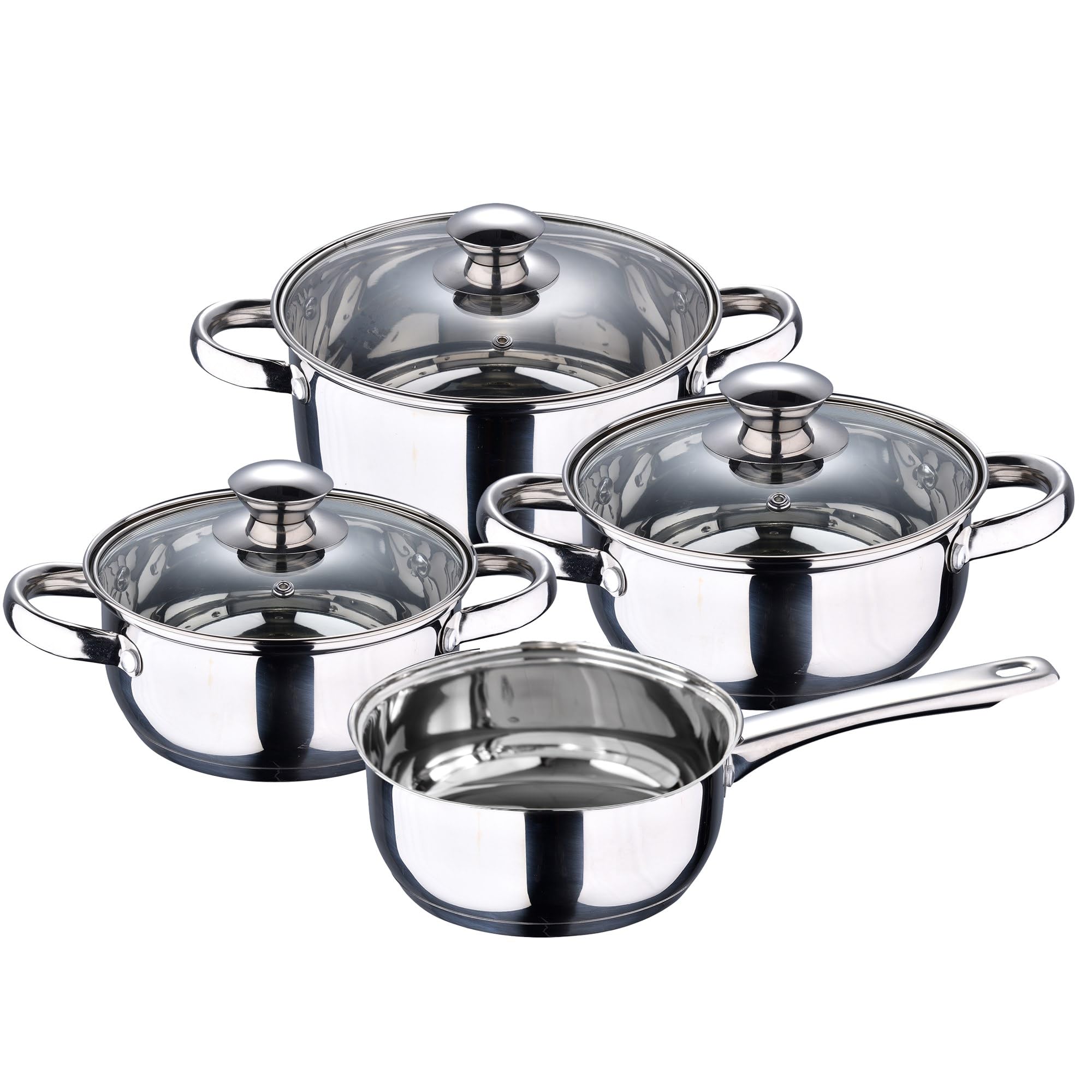 San Ignacio - Cocina - Batería 7 piezas Faro y Set 3 sartenes Ø16/Ø20/Ø24 cm, aluminio prensado, antiadherente, inducción, Negro
