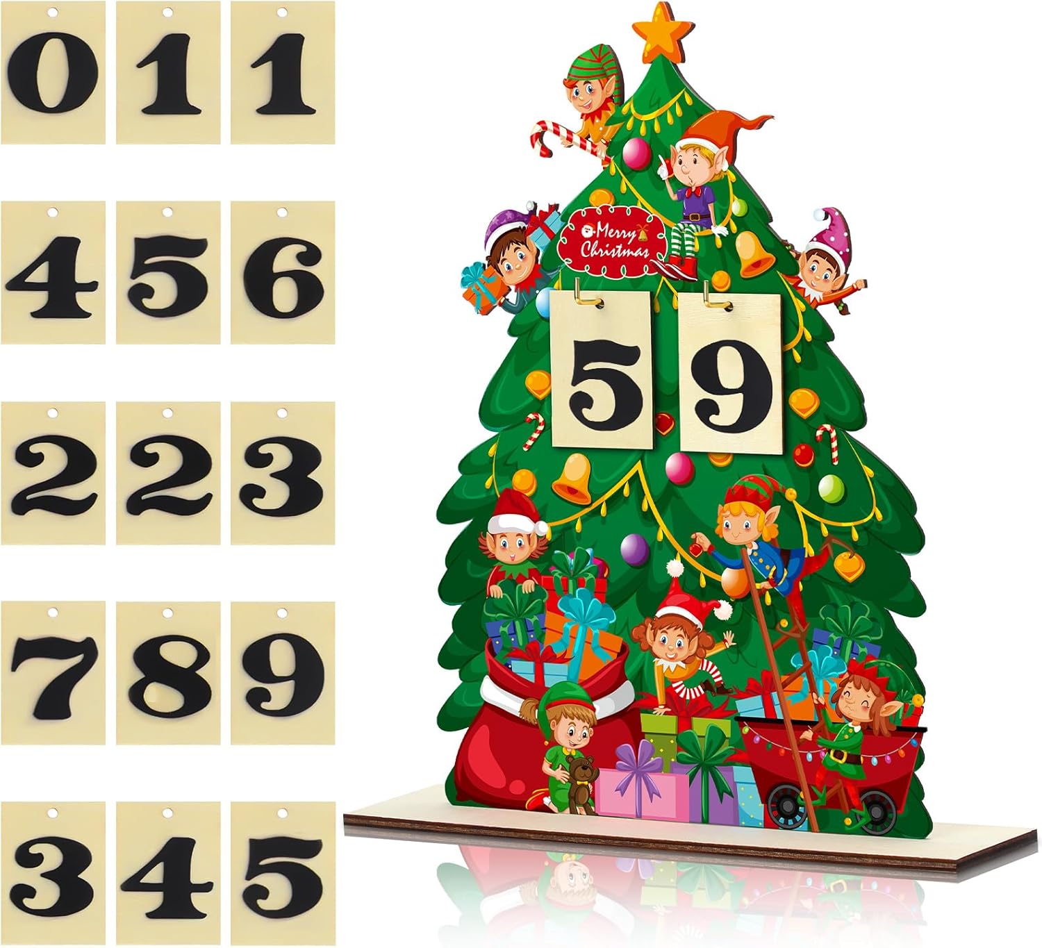 Christmas Advent Calendar Merry Christmas Wooden Countdown