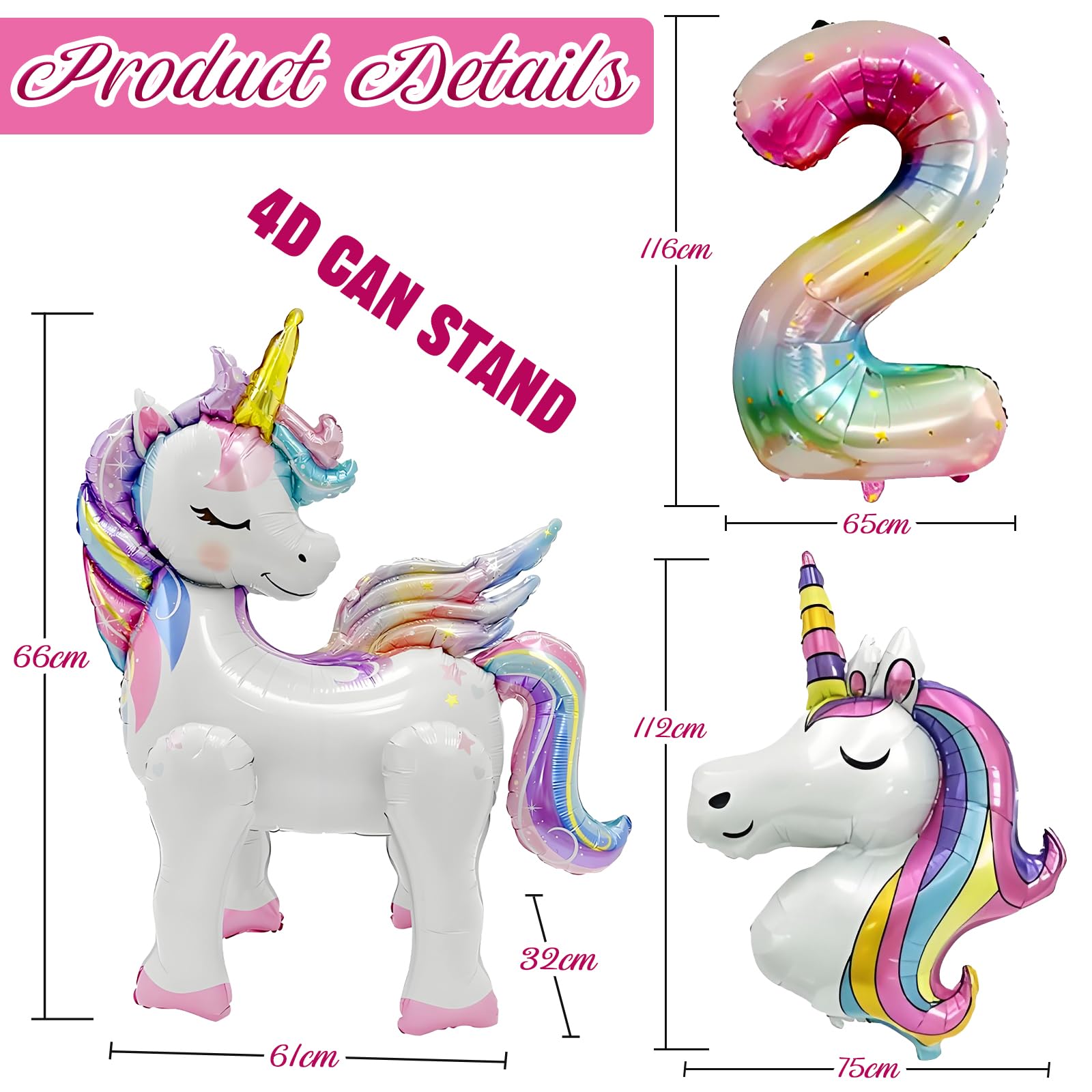 Unicorno Palloncini Compleanno 5 Anni Bimba, Decorazioni Con Enorme Palloncino 3