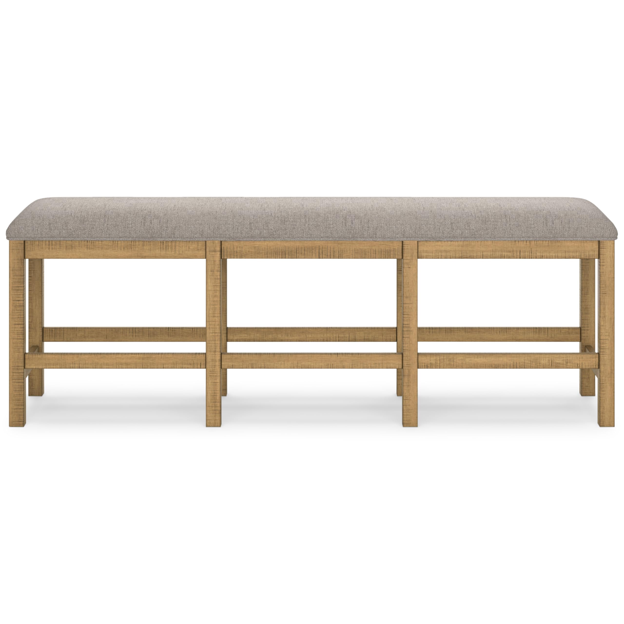 Signature Design by Ashley Havonplane Counter Height Dining Bench, 72" | Plush foam 25.6" seat, Distressed light brown pine wood frame, Seats 3 adults comfortably