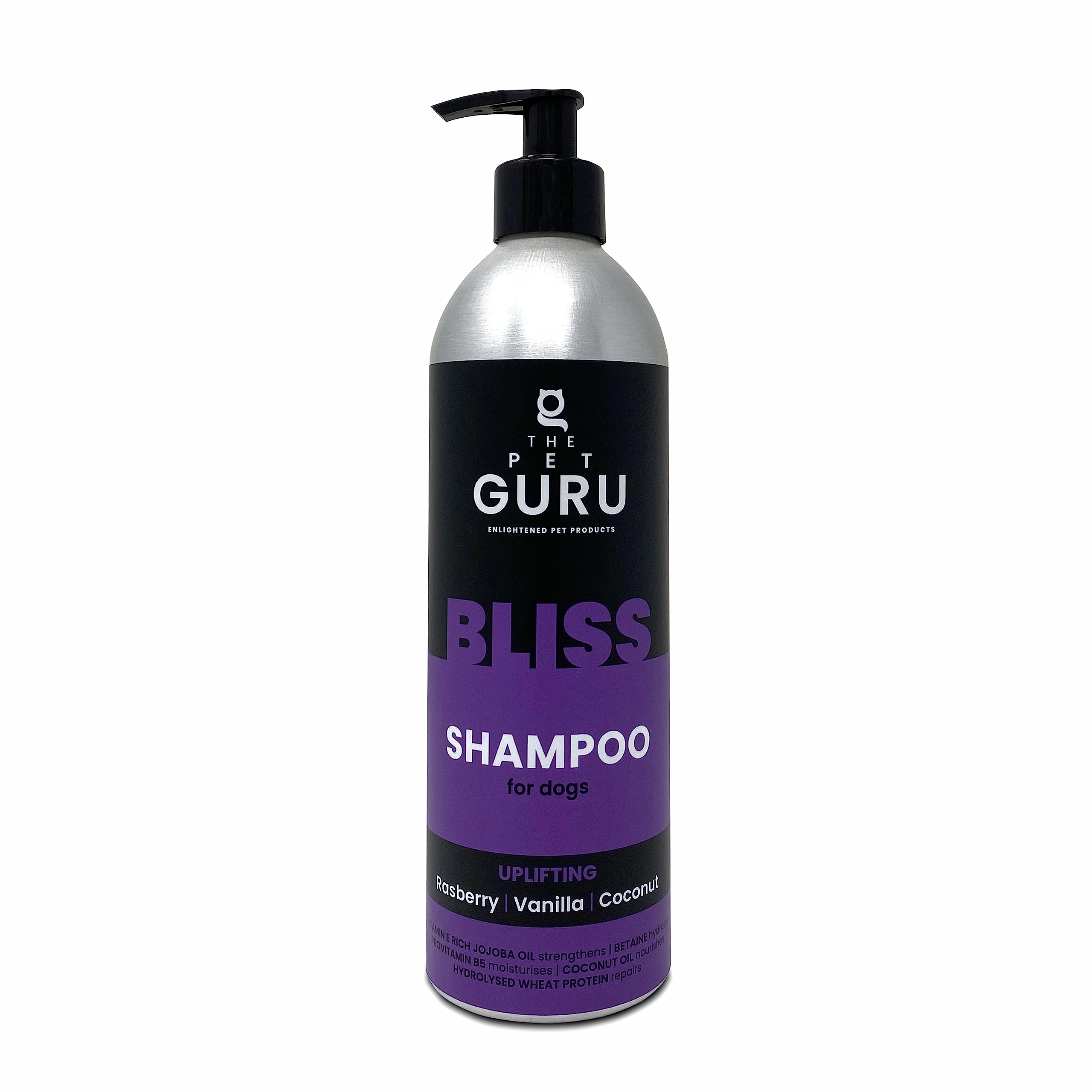 THE PET GURUScented Natural Pet Shampoo, 500ml - BLISS – Uplifting Raspberry Vanilla Coconut - Dog Puppy Shampoo