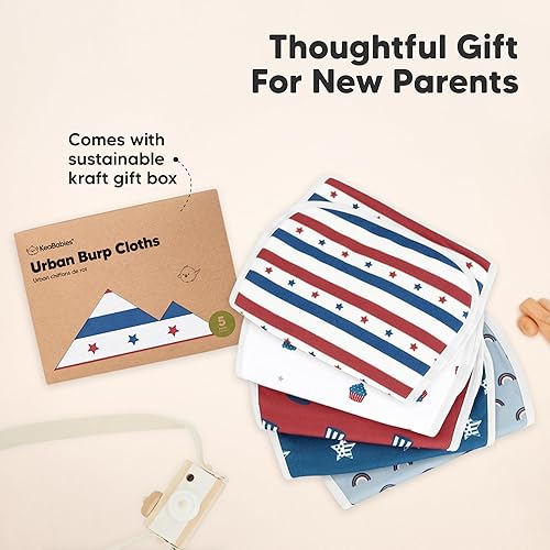 Vista 404 de Paños orgánicos para eructos para bebés niños y niñas, paquete de 5 paños de algodón súper absorbentes para bebés, trapos suaves y afelpados