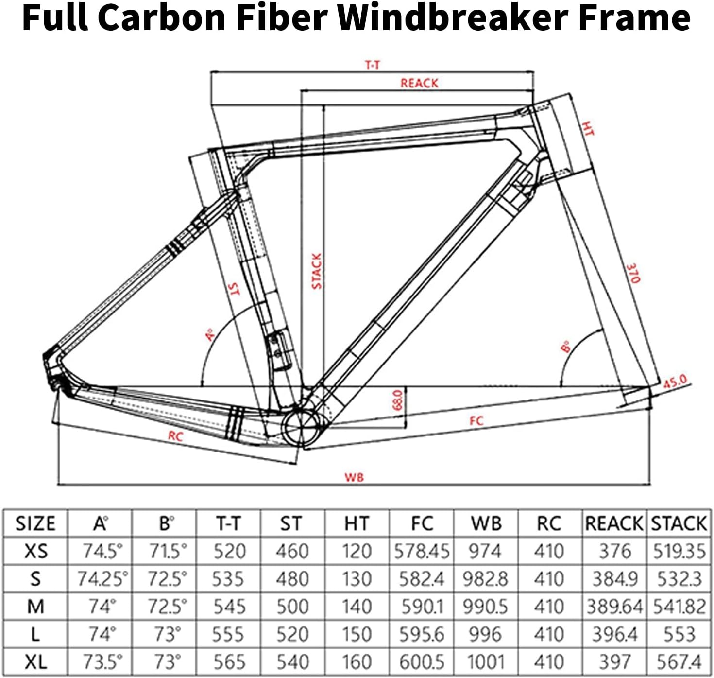 700C Road Bike Frameset 46CM 48CM 50CM 52CM 54CM Carbon Fiber Rim Brake Frames Windbreaker Frames Quick Release Frame F100mm/R130mm QR BB386 Press-in(46CM)