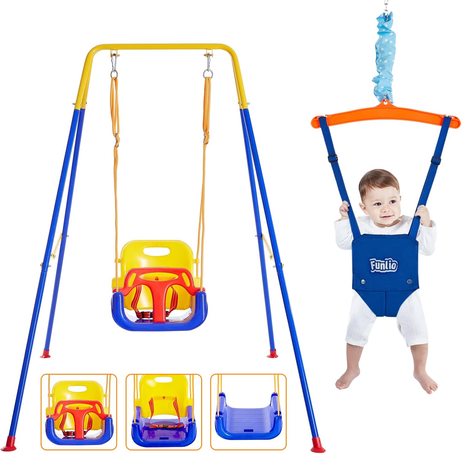 3 in 1 Toddler Swing Set, Swing Sets for Backyard, Baby Swing with Stand for Indoor