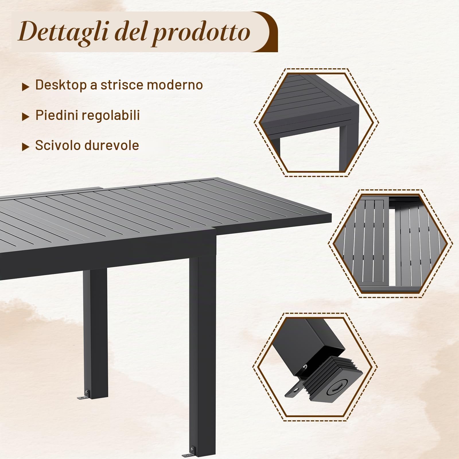 TRIUMPHKEY Set Tavolo e Sedie da Giardino per 8 Persone con Tavolo e Sedie da Esterno Allungabile (130-260 cm) e 8 Sedie Impilabili in Alluminio - Set per Terrazzo e Giardino, Grigio scuro