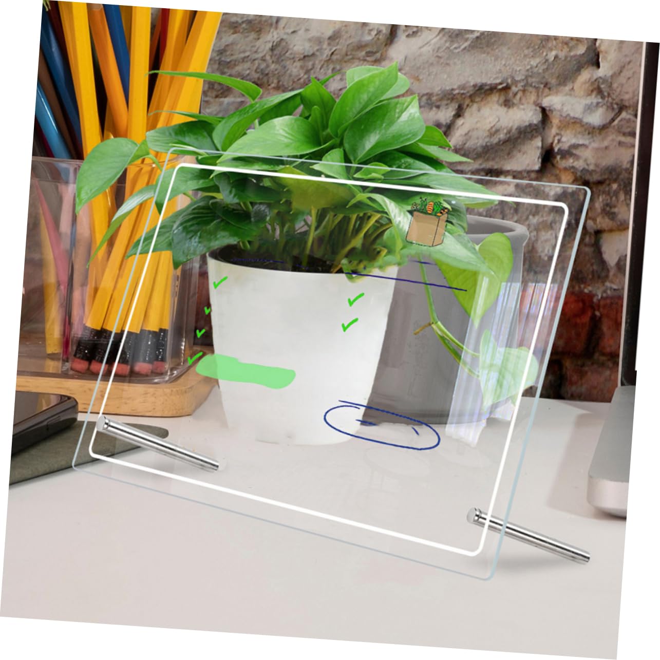 NUOBESTY 2 Stück Acryl Whiteboard Tisch Notiztafeln Abwischbar mit Kreativem Design Transparente Memotafel für Büro und Zuhause