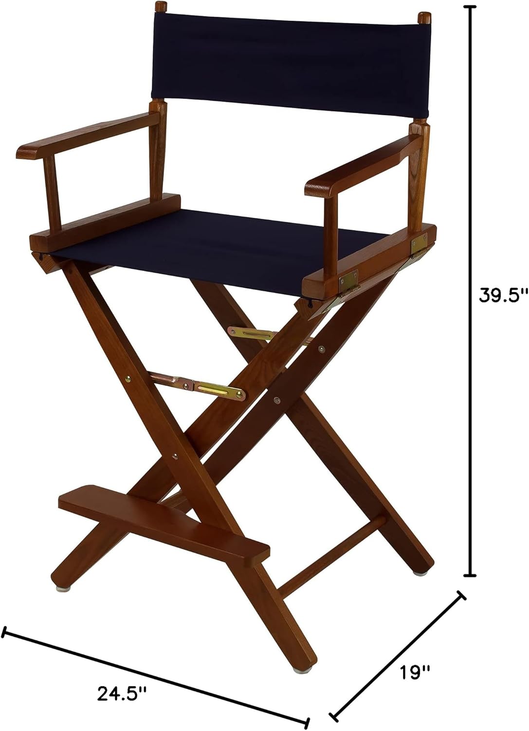 American Trails Extra-Wide Premium Directors Chair 24" H Counter Height Mission Oak Frame Navy Canvas