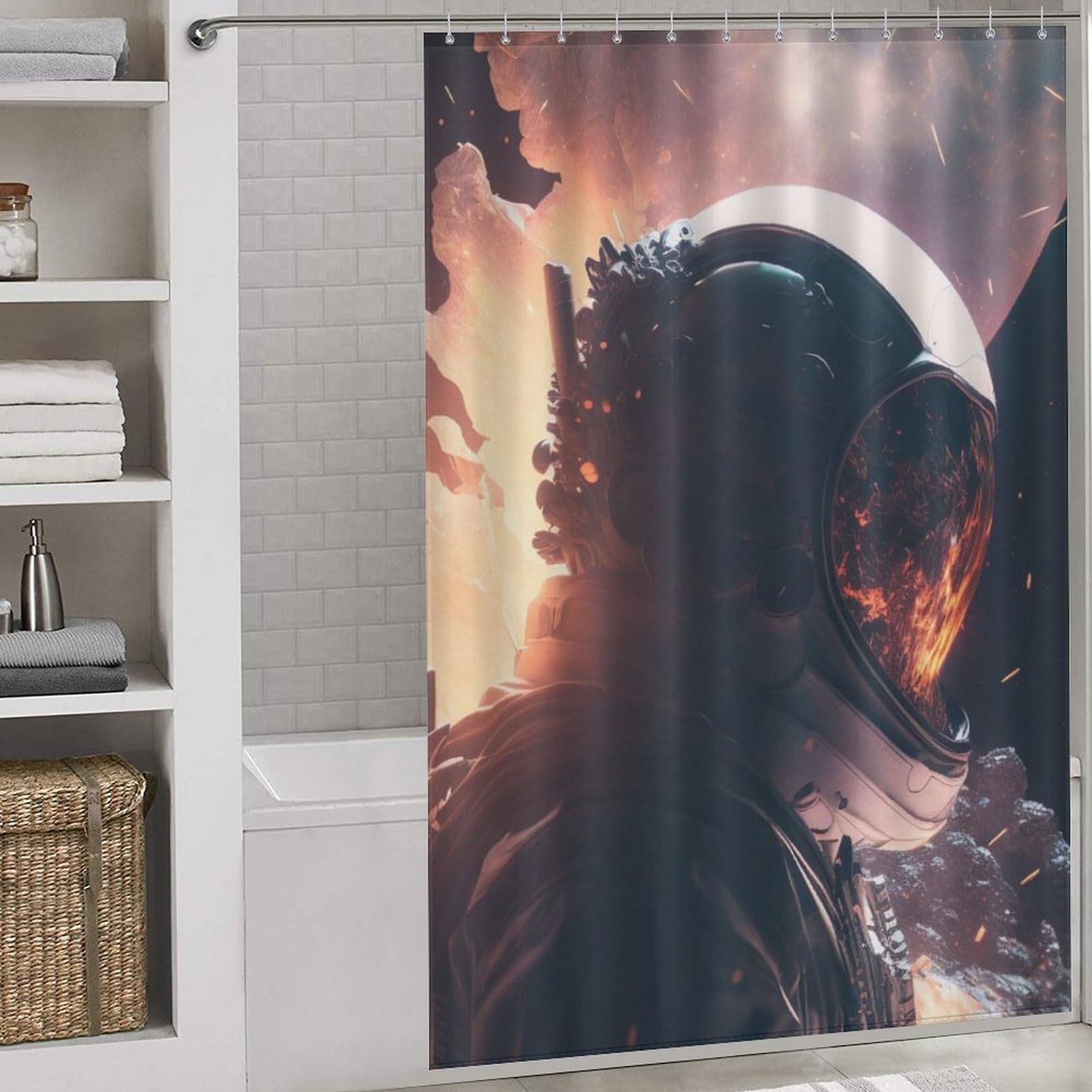 Polyester déperlant pour douche 143x180cm | The Last Astronaut