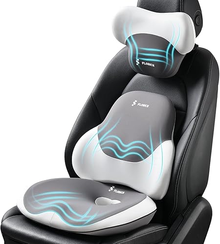FLORICH Cojín de asiento y almohada de apoyo lumbar para silla de oficina, almohada para reposacabezas de cuello de automóvil, 100% espuma