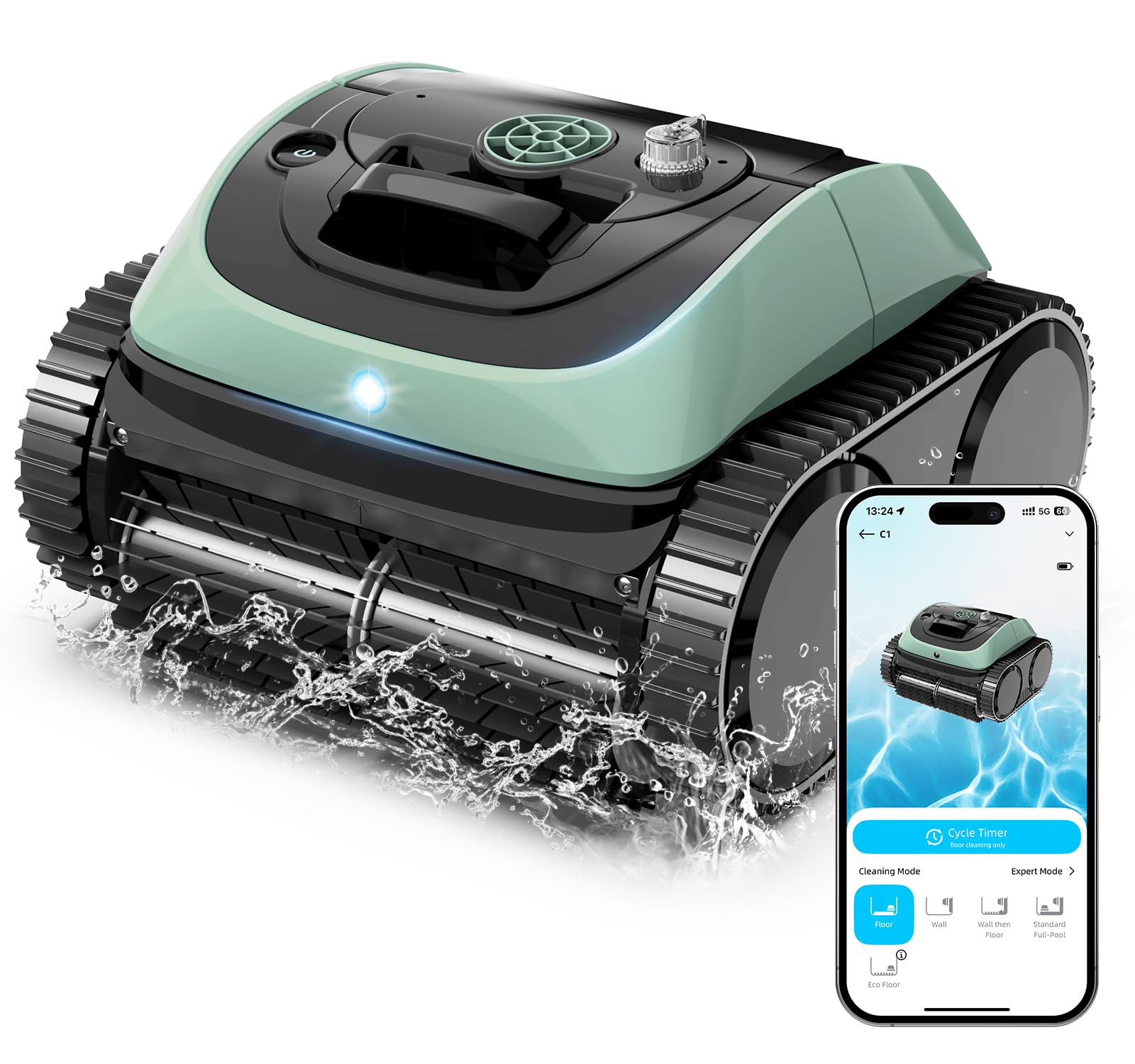 Pool Vacuum for Inground Pools, Cordless Robotic Pool Cleaner, Wall and Waterline Cleaning, Intelligent Route Planning, 150 min Runtime, for Pools up to 1,600 Sq.ft