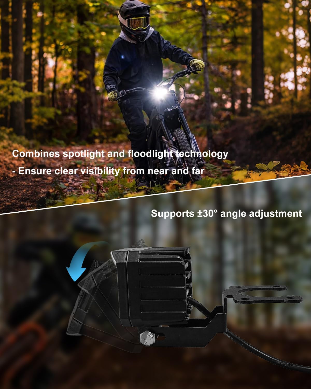 Upgrade Headlight Kit Fits for Talaria Sting R MX4 Sur-Ron Segway X260, Two Small Bulbs, Plug and Play Motorcycle LED Front Light with Adjustable Bracket & Adapter Harness