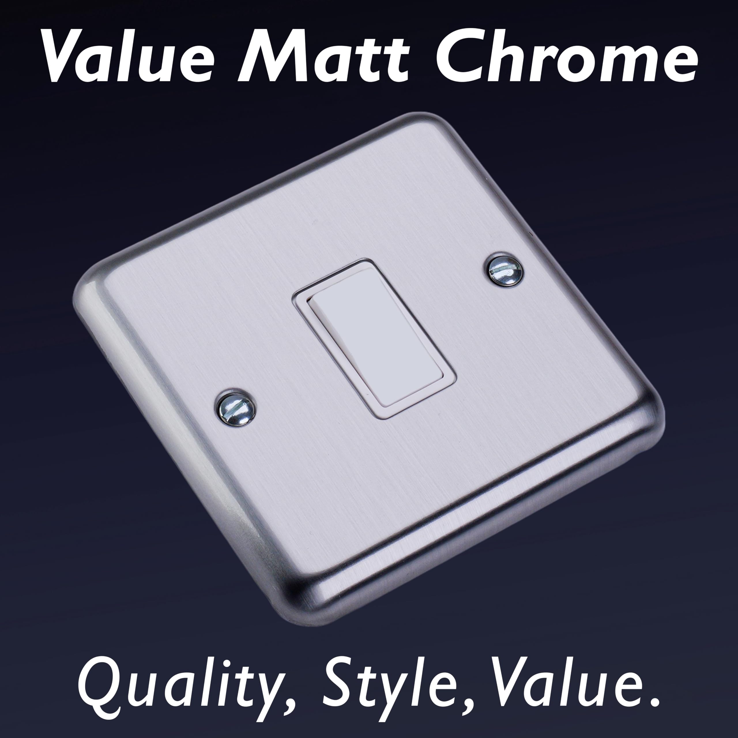 Varilight Single Light Switch Intermediate - Value Matt Chrome With White Rocker - Image 3