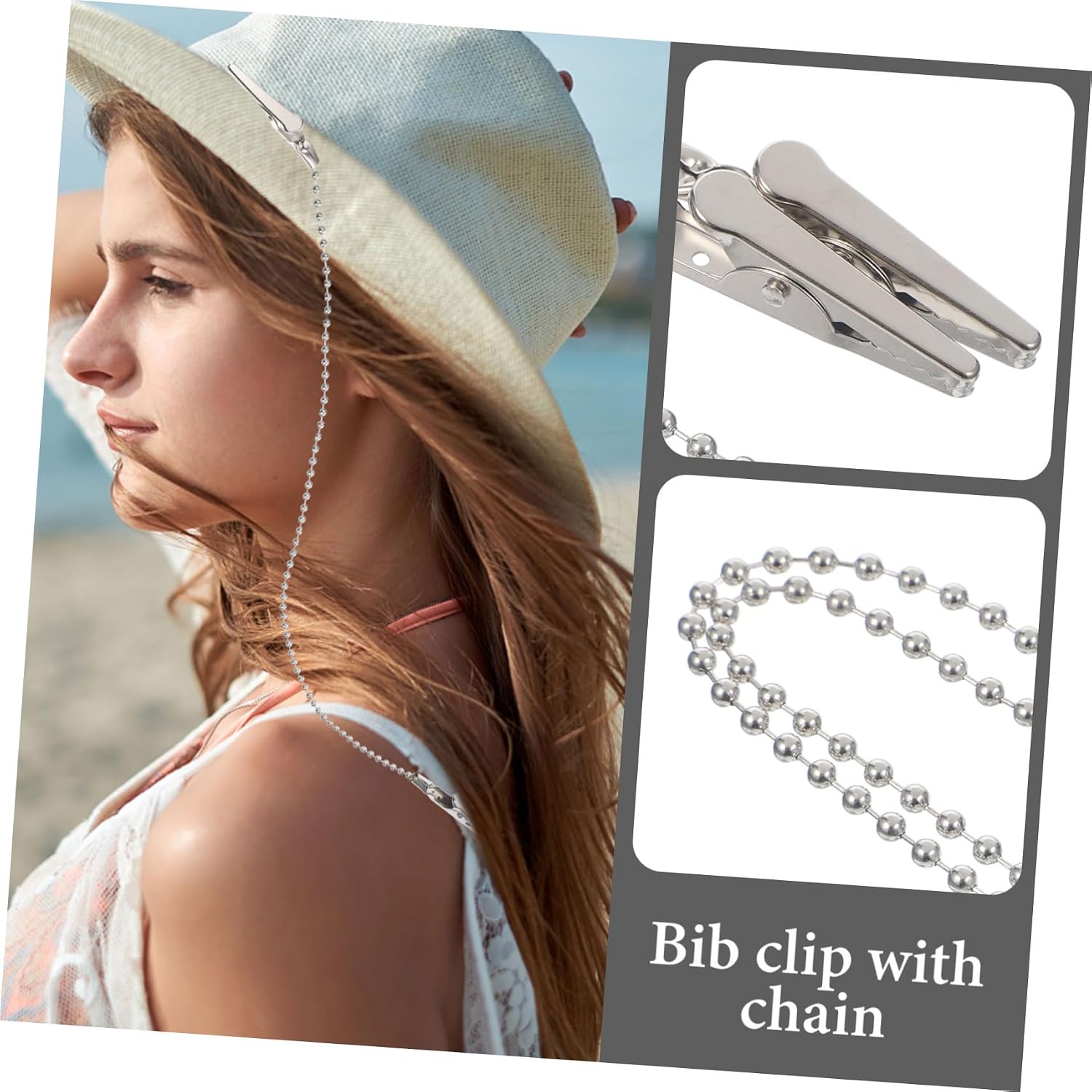 ULTECHNOVO 3Pcs Bib Clips with Chain Bib Holders Multi-Functional Napkin Clips for Adults Elderly and Dining Elegant Design for Scarves