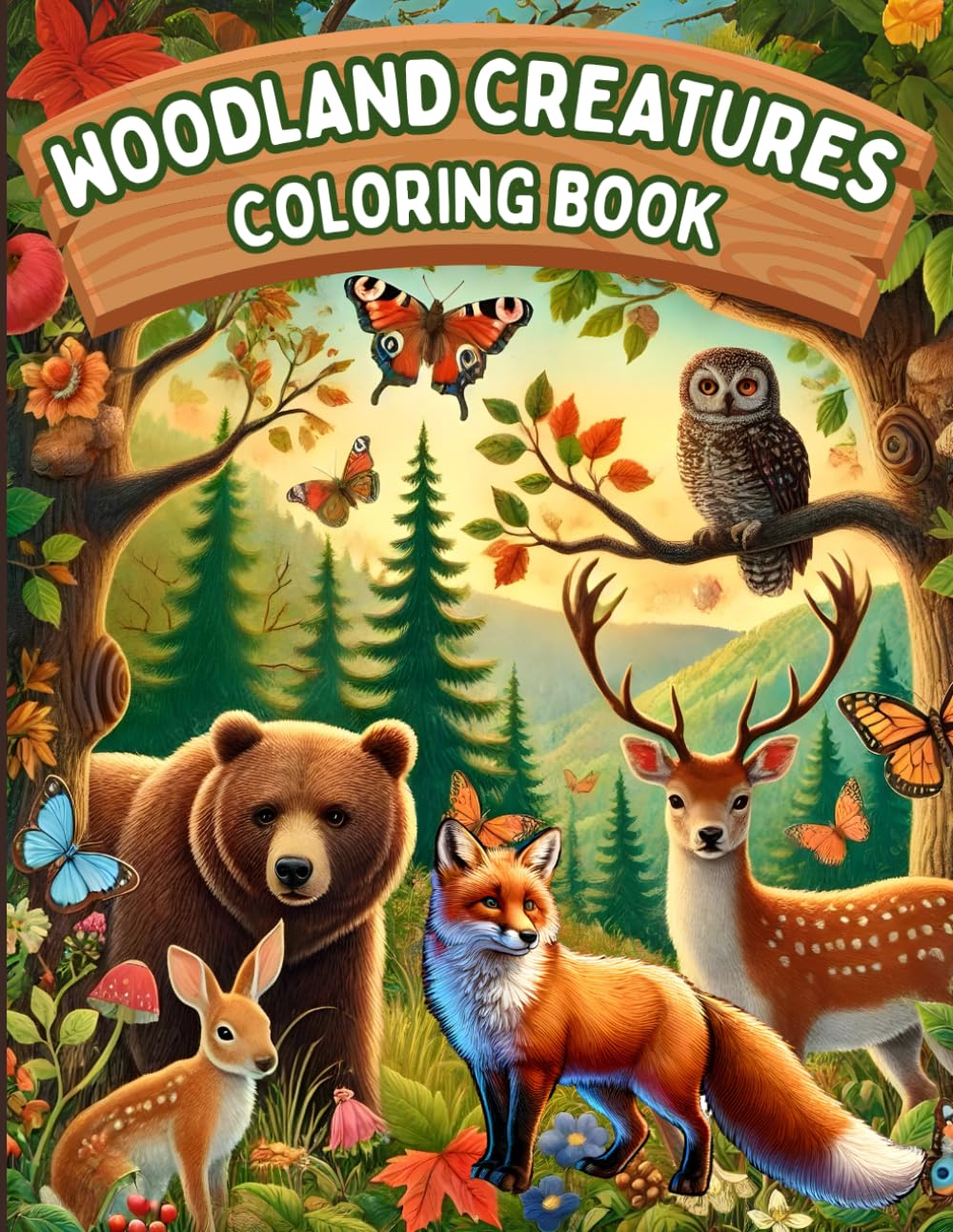 Woodland Creatures Coloring Book: 50 Wild Animal Designs for All Ages, Chill Out with a Forest Vibe.