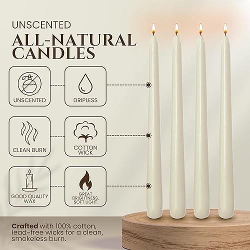 Miniatura 97 de Axiom Candles Velas altas sin goteo de 10 pulgadas sin perfume y sin humo, 9 horas de tiempo de combustión, velas cónicas para el hogar, cenas
