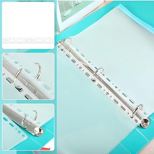 Miniatura 30 de 40 bolsillos para carpeta, 3 agujeros con cremallera, 3 bolsillos A4 con carpetas con cremallera, bolsas de plástico, bolsas de hojas sueltas, bolsa