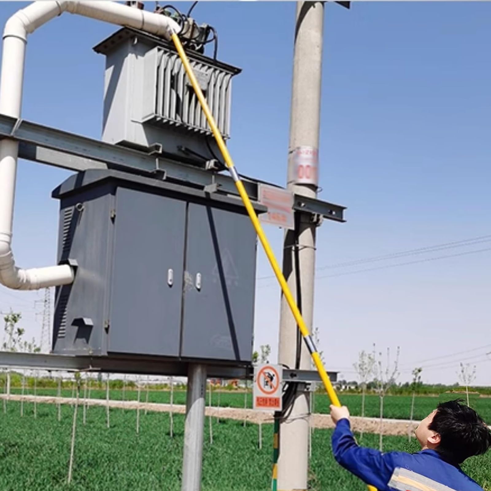 Elektryczne maszty siatkowe z żywicy, 10 stóp, 30 m, 33 m, 13 m, 15 stóp, 20 stóp, 80 m, żółte, odporne na warunki atmosferyczne maszty wysokiego napięcia, do konserwacji kabli (jasnoszare, 10 m, 32,8