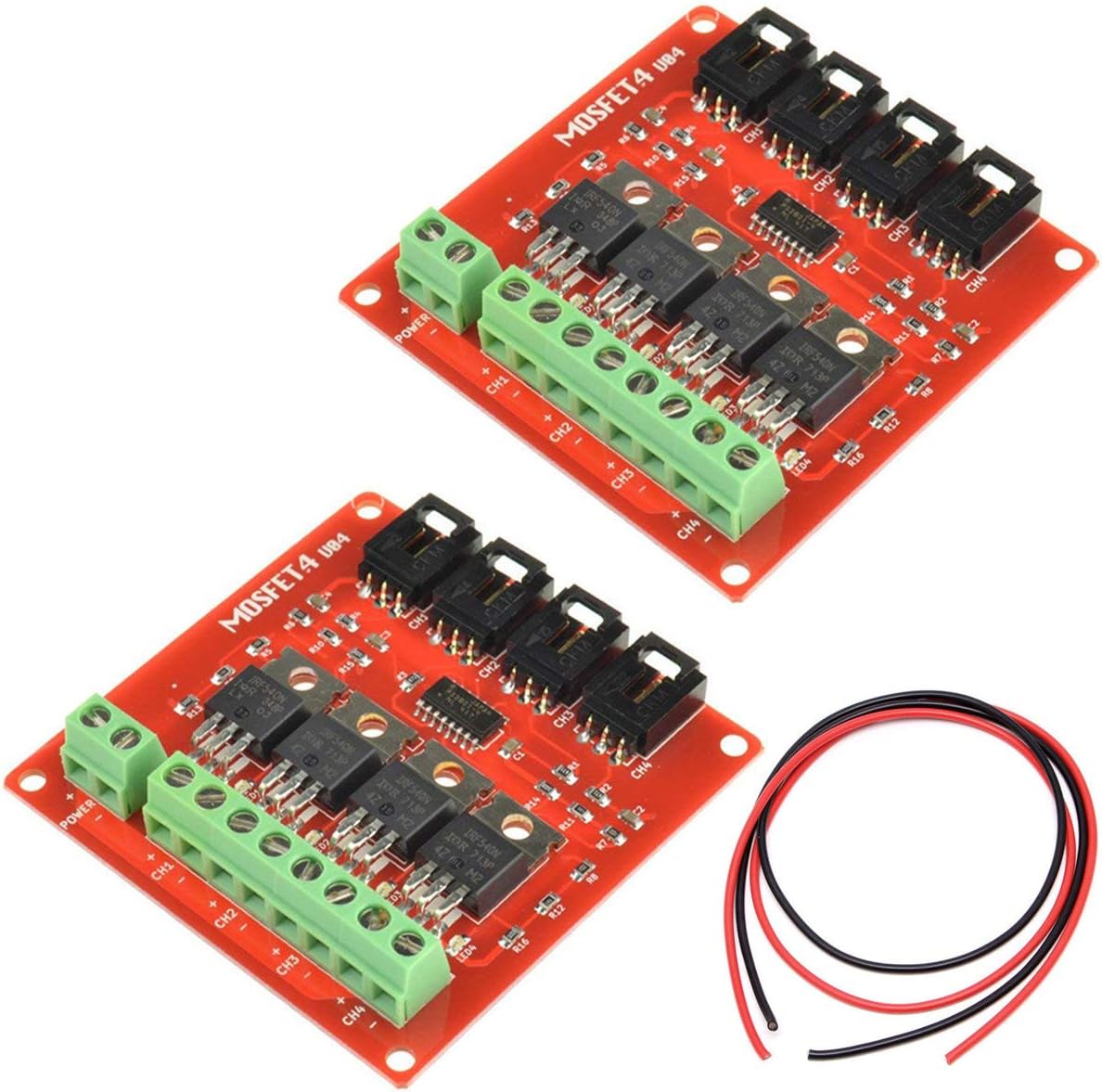 2PACK 4 Channel MOSFET Module Four Channel 4 Route MOSFET Button IRF540 V2.0 + MOSFET Switch Module for Arduino DC Motor Drive Dimmer Relay Board