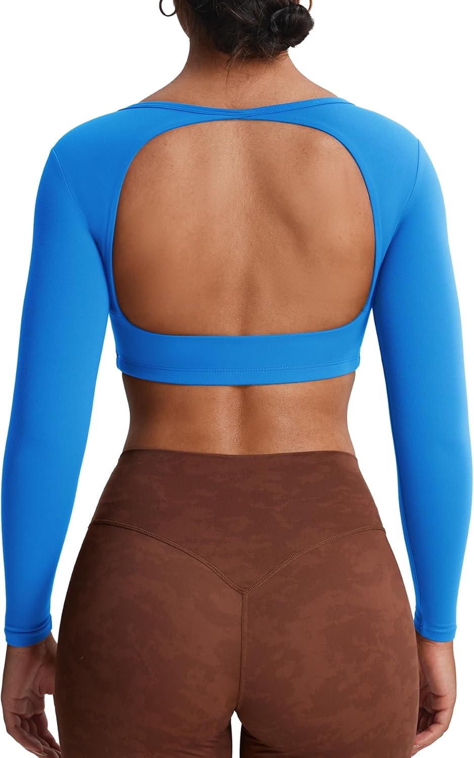Aoxjox Long Sleeve Crop Tops for Women Clarissa Backless Workout Cropped T Shirt Top