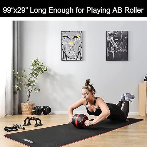 Miniatura 4 de Tapete de ejercicio para AB Roller AB, delgado, largo, plegable, para gimnasio en casa, ejercicios de interior y exterior, tapete de picnic negro