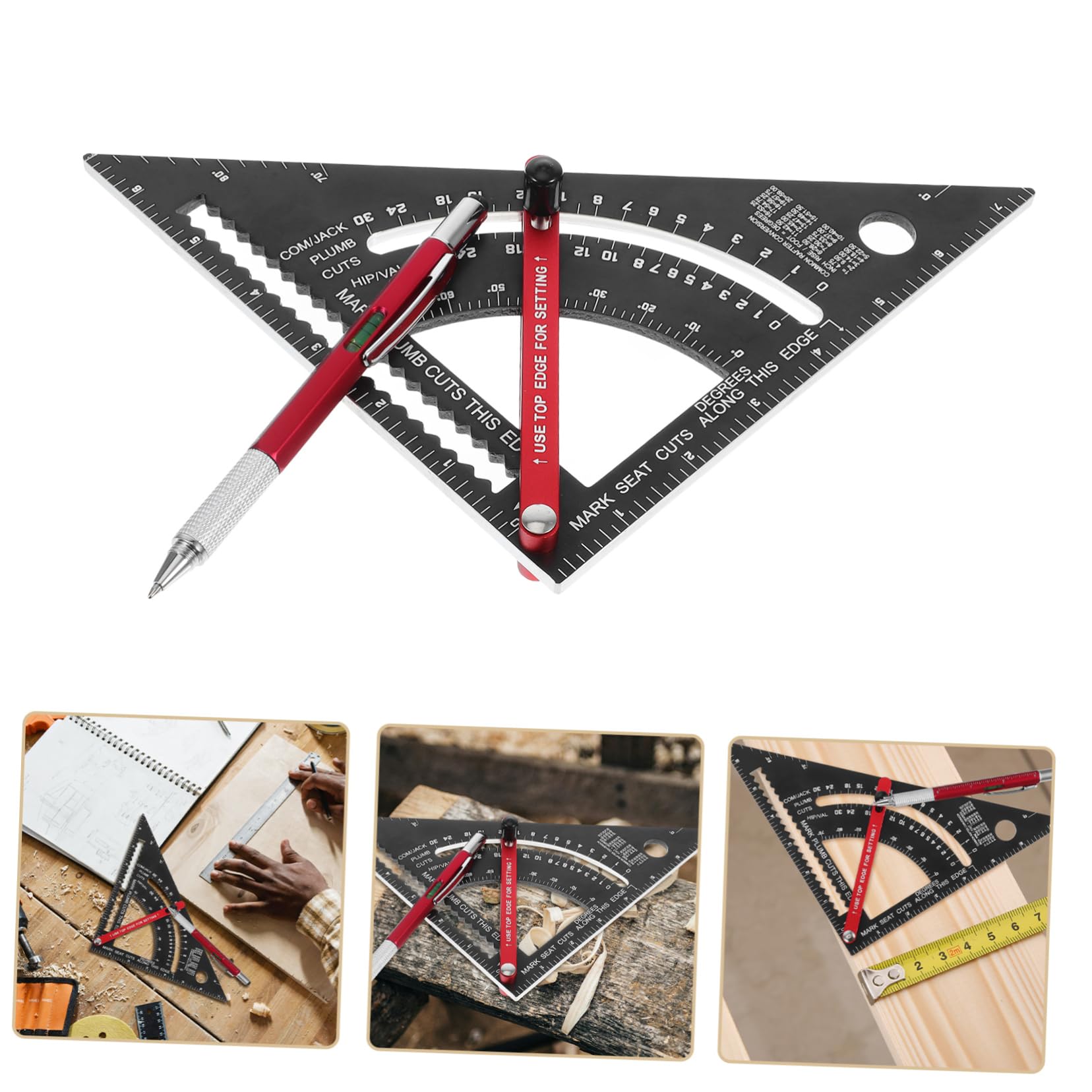 Présent Rentrée Équerre Métallique Réglable 2 Pièces | Outils à Dessin, Stylo avec Règle, Kits pour Travail du Bois, Stylo de Chantier