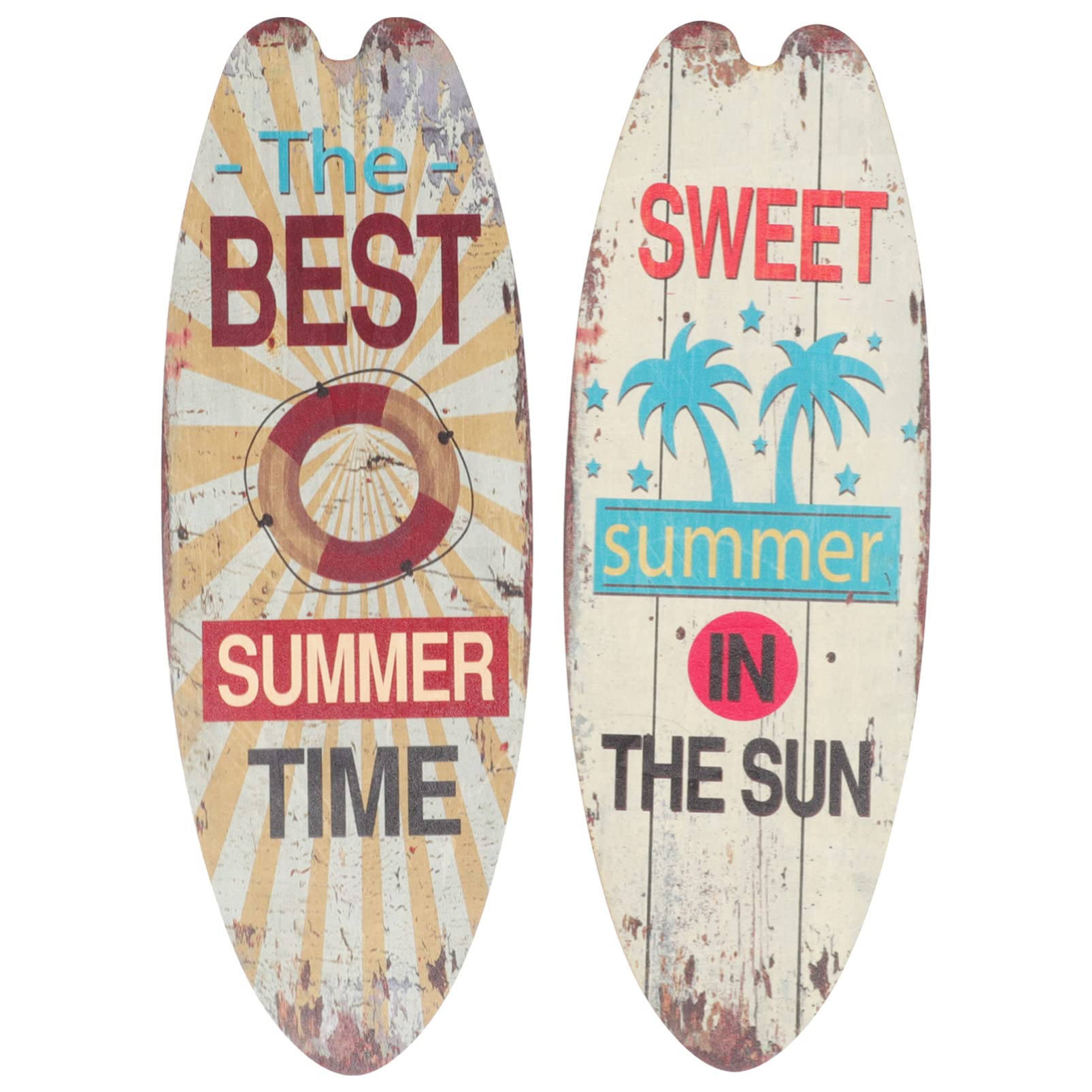 2 Piezas Decoración Colgante Al Aire Adorno De Pared Náutico Decoración Náutica De Tablas De Surf Decoración Tiki Placa De Baño Madera Pared Decorativa Interior Playa