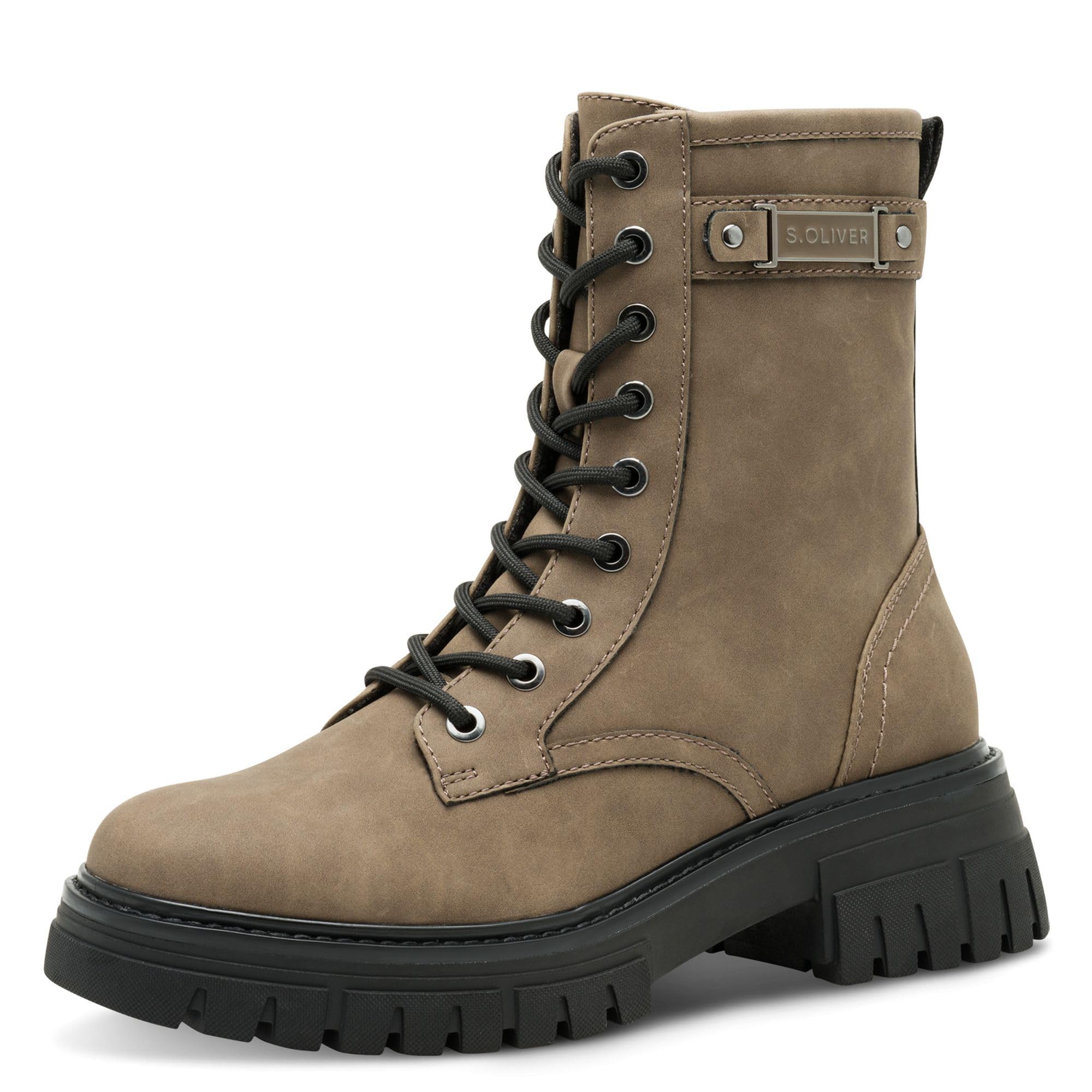 s.Oliver Women's Damen Lace Boot Flat 5-25244-45 Ankle, Dark Taupe, 6.5 UK