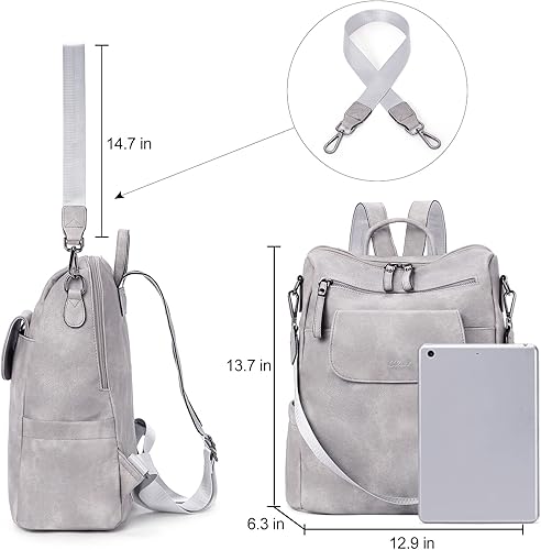 Miniatura 8 de Mochila de cuero para mujer, grande, convertible, antirrobo, mochila de viaje, Mochilas de viaje