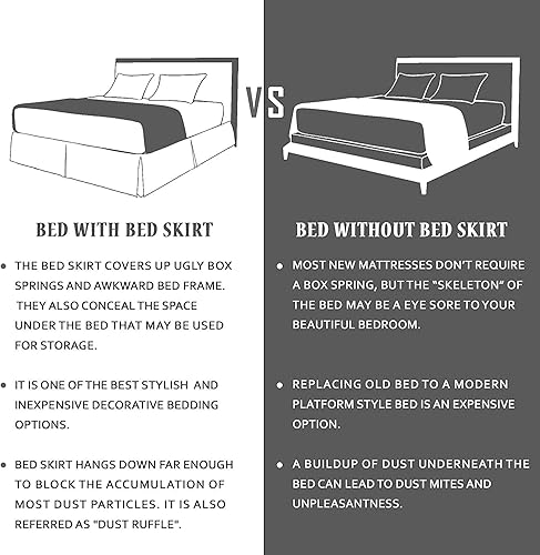Miniatura 5 de Whitecottonworld Falda de cama tamaño King de algodón egipcio de 600 hilos, caída de 16 pulgadas, fácil ajuste, falda de cama para camas King de 76