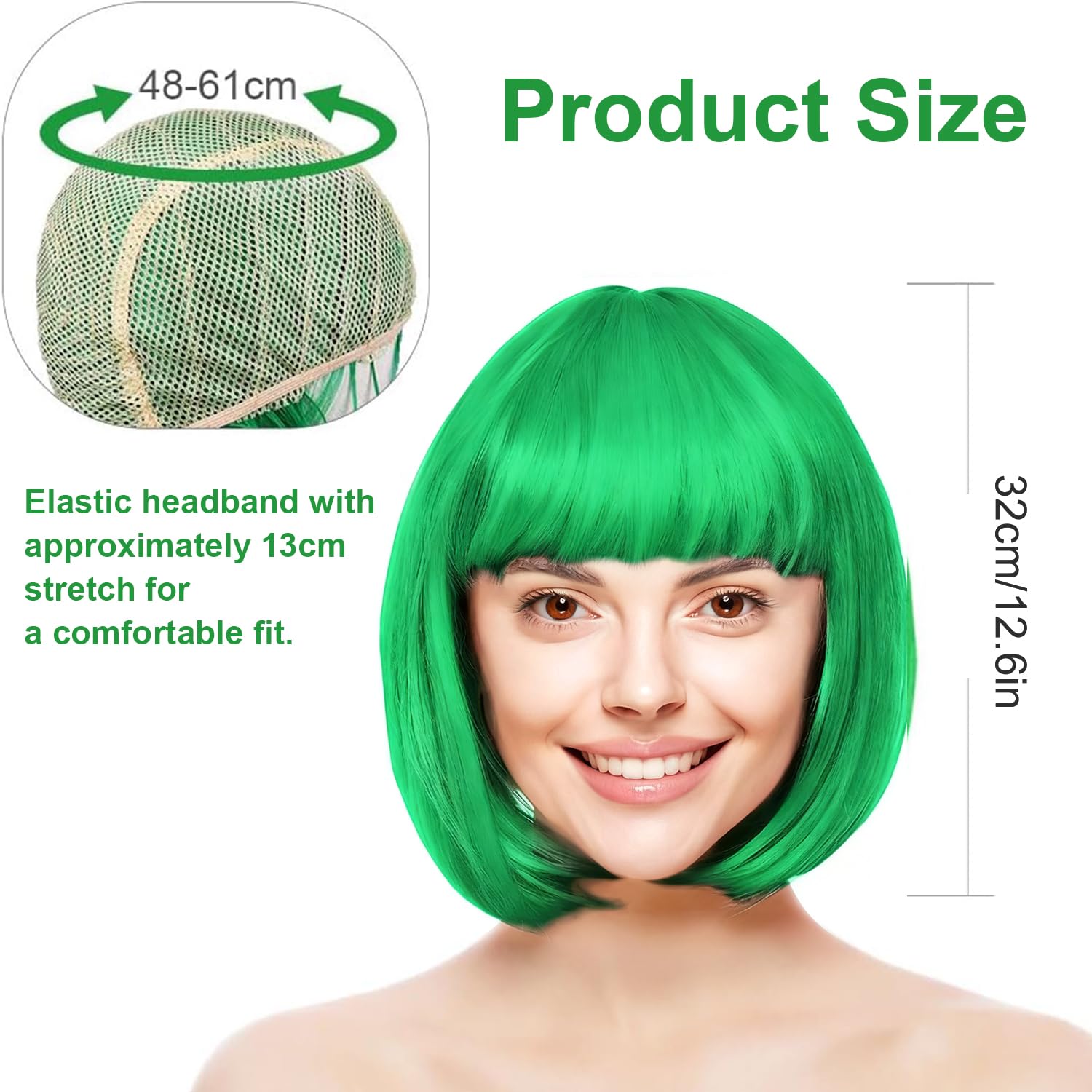 Uqingo Green Short Bob Wig - Image 4