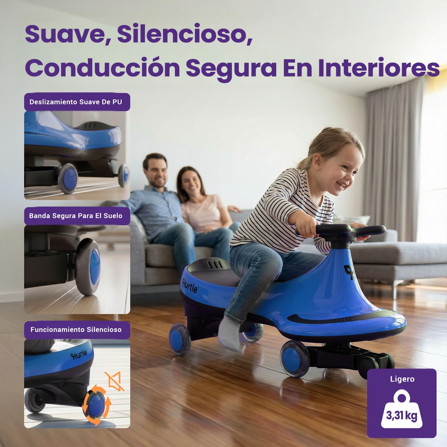 Hurtle Coche correpasillos Tipo Wiggle Coaster Car, Montable para niños sin Pedales ni batería, con Giro y Movimiento, Uso en Interior y Exterior, 2 años en adelante — view 4