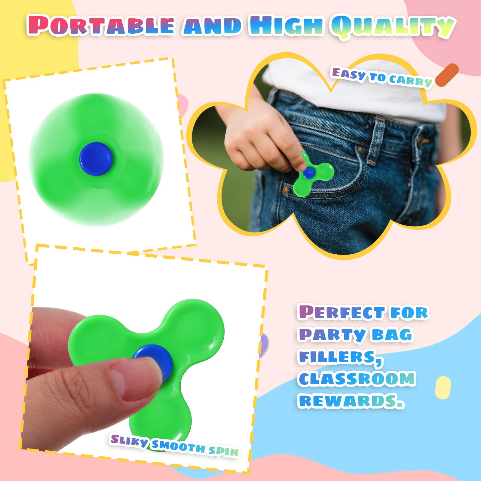 Makorobi 24 Pack Mini Fidget Spinner Toys Party Favors Easter Basket Goodie Bag Stuffers Gifts,Stress Relief Sensory Toys for Kids Teens Adults Autisms,Treasure Box Toy for Classroom Prizes Supplies - Image 2