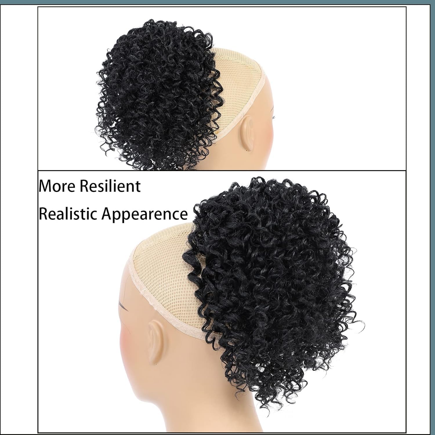 Drawstring Ponytail for Black Women Curly Black Ponytail Extension for Black Women Synthetic Hair Extensions Short Afro Curly Ponytail Hair Pieces Black - Image 5