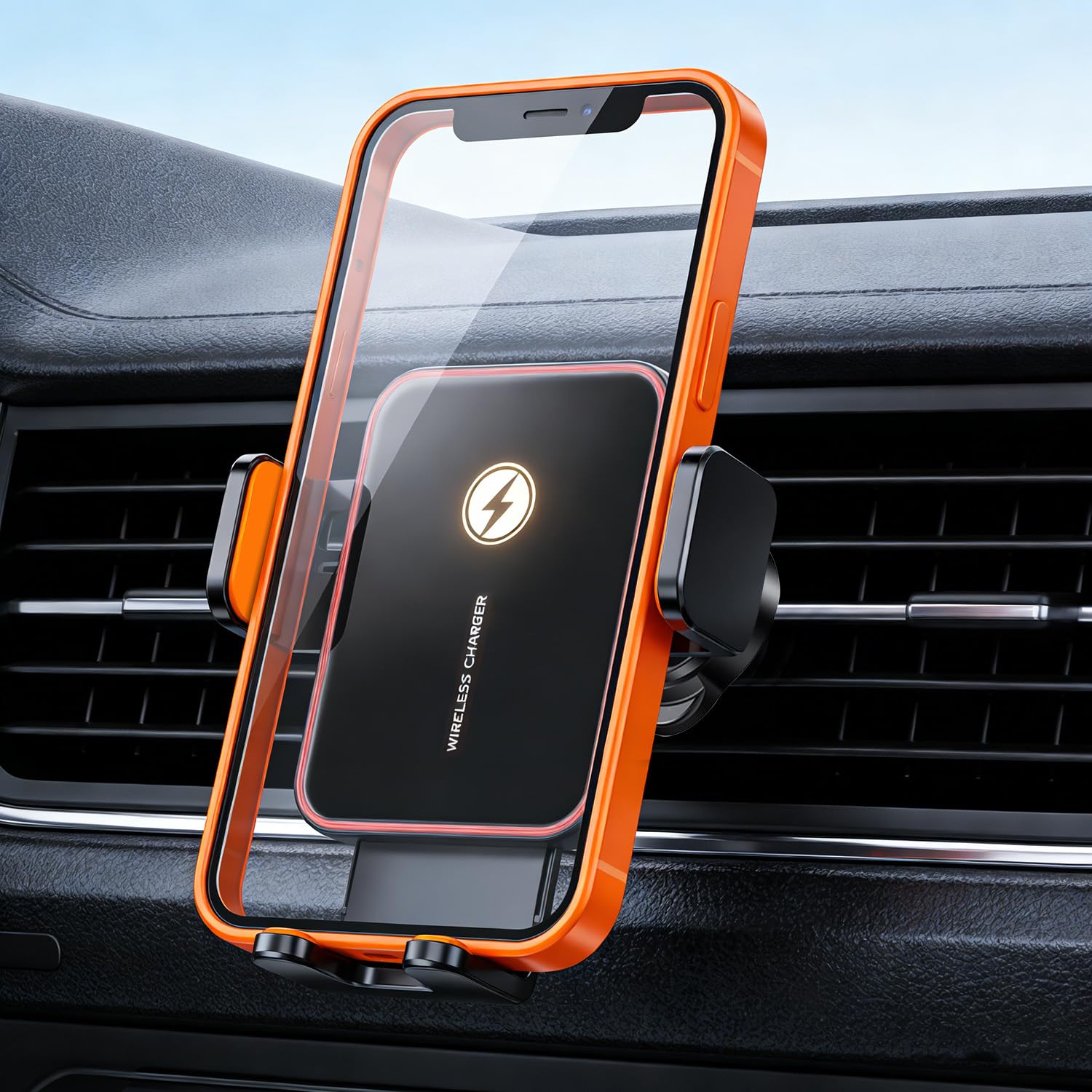 Cargador inalámbrico para coche, sujeción automática, soporte para teléfono