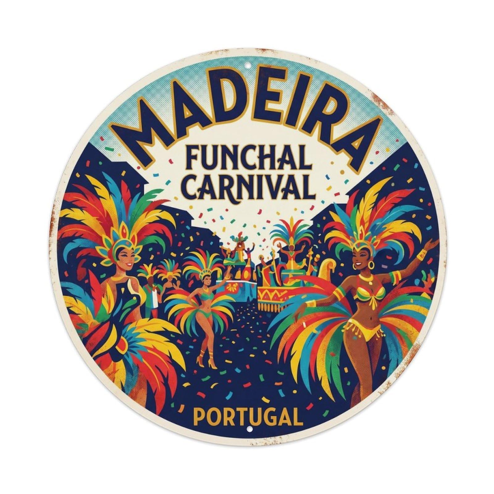 Olhnbad 08X08inch Style Classic Portugal Madeira Cityscape Historic Travel Art Metal Tin Sign