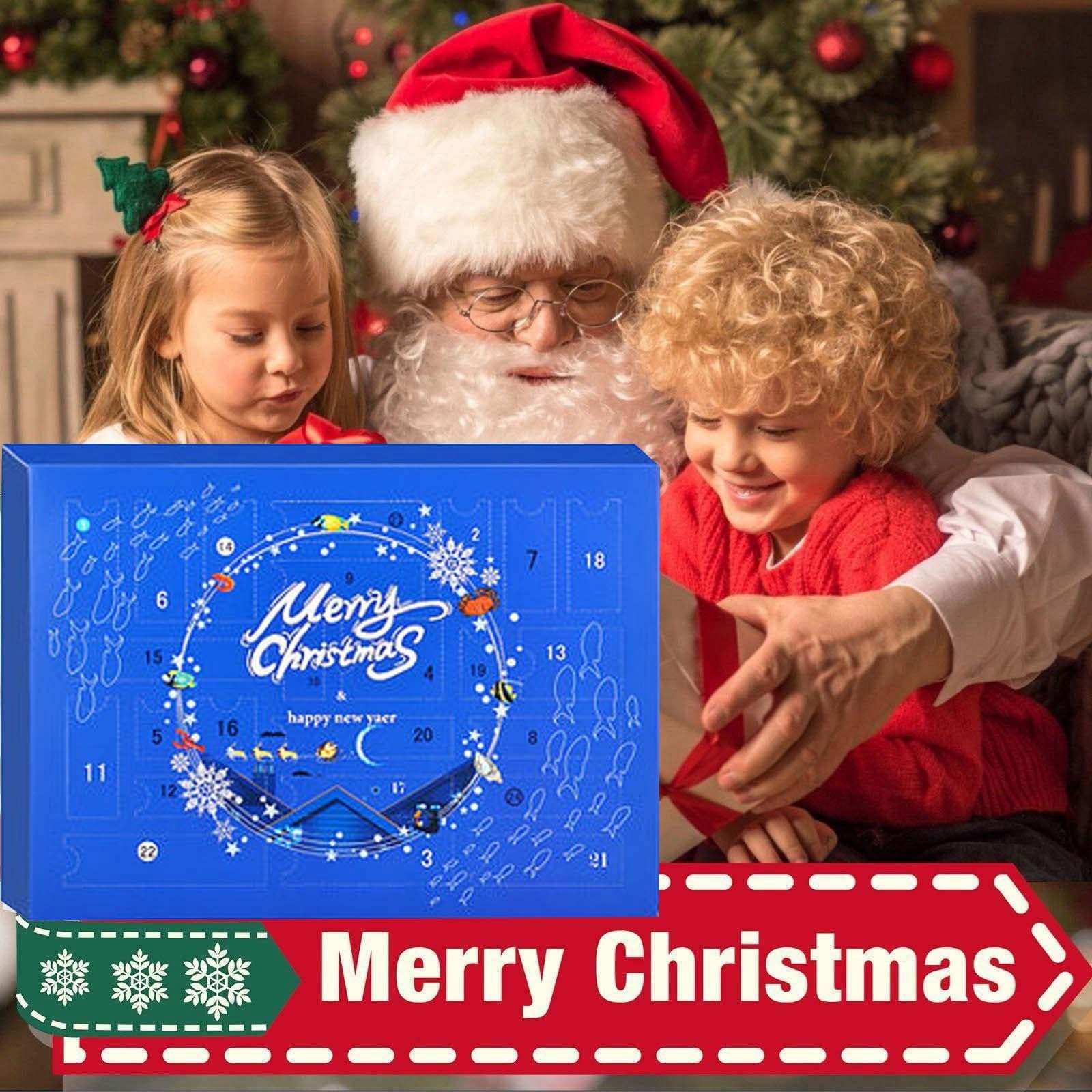 Calendario de Adviento de pesca 2024 para adultos, hombres, adolescentes y niños, calendario de adviento de pesca para agua dulce y salada, plástico suave para padre, novio, abuelo, YmF638 (azul, 32 x